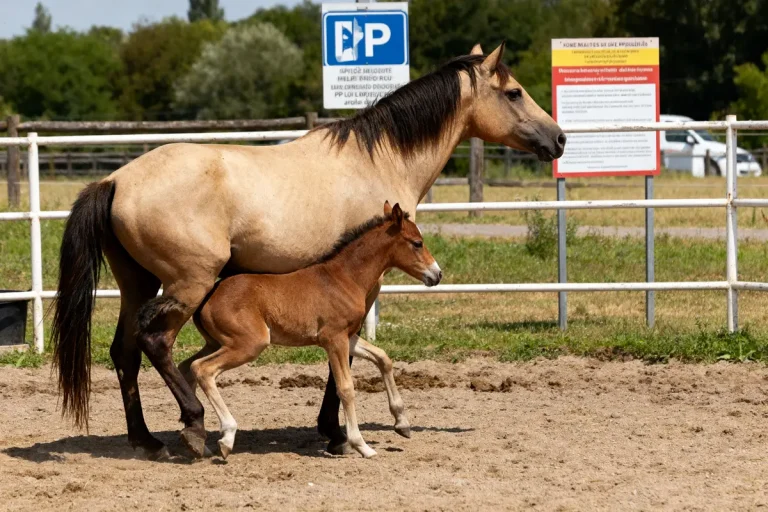 Jument et poulain trottant, illustrant comment faire saillir un cheval efficacement en prairie