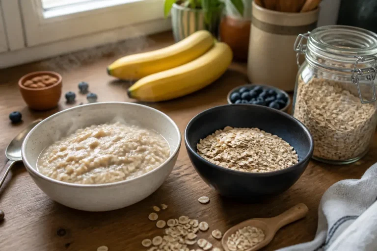 Bol de porridge à l'avoine avec fruits et informations sur les calories de l'avoine